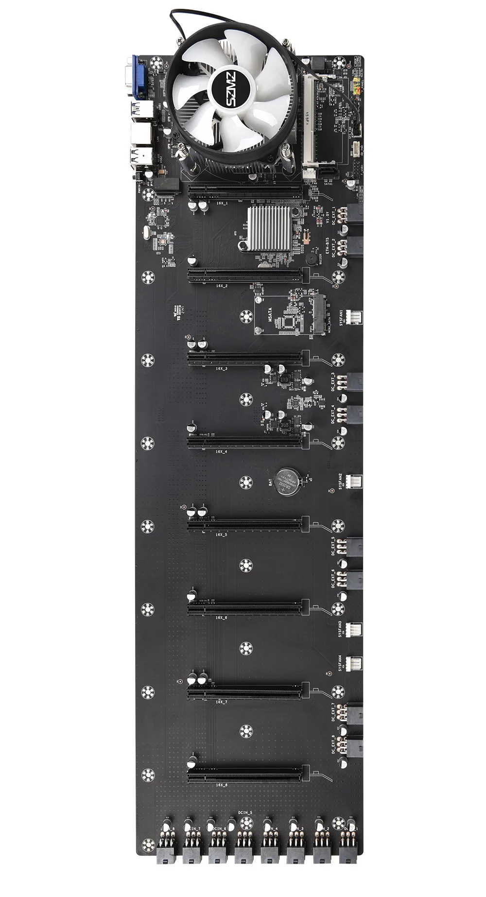 The ETH B75 multi-slot mainboard has a 65mm graphics pitch and G530CPU fan DDR3DDR3L memory