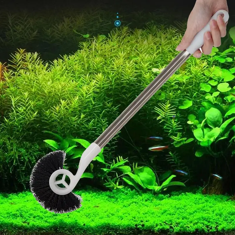 Fish Tank Cleaning Brush Long Handle Aquarium Cleaning Tool Reusable Fish Pond Glass Wipe Clean Brush Algae Scrapers Cleaner