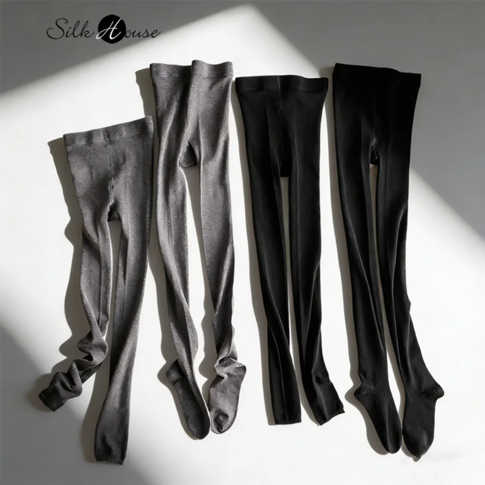 

Женские модные носки-леггинсы из смесового шелка (50% натуральный шелк тутового шелкопряда) на раннюю весну, однотонные, толстые, повседневные, с защитой от зацепывания