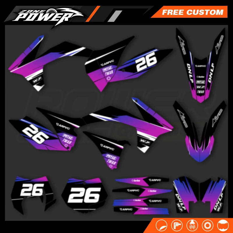 Powerzone Custom Team Graphics Decals Sticker Kit for KTM EXC EXC-F  2012-2013 SX SXF 2011-2012