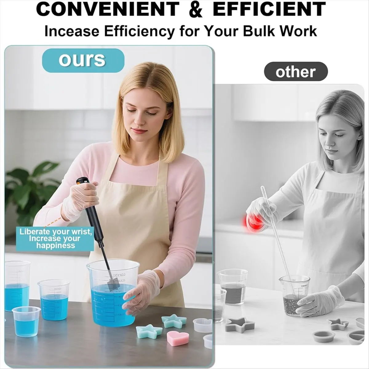 Resin Mixer,with Adjustable Stand-3 Speeds&Smart Timer Minimize , Epoxy Resin Mixing Tools with 4 Paddles for DIY