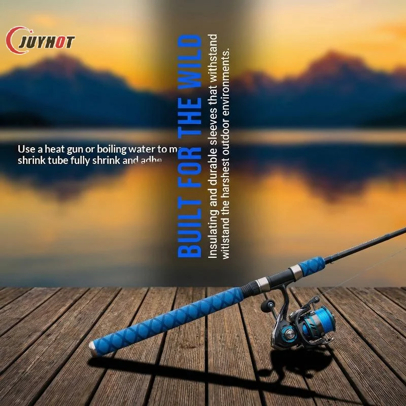 

NonSlip Fishing Rod Heat Shrink Grip Sleeve Fork Fish Scale Pattern Handle Wrap for Secure Hold