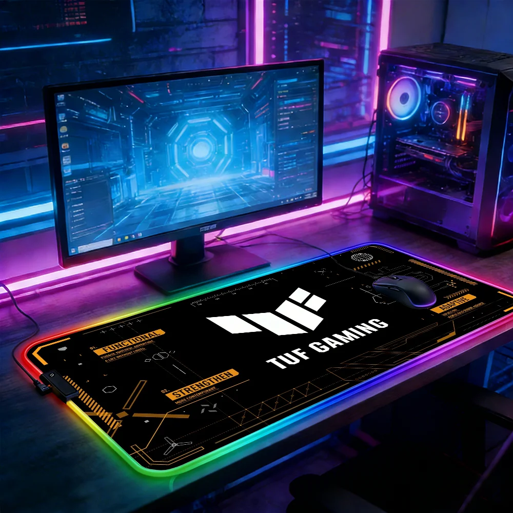 LED Lighting RGB Mouse Pad E-sports Game Keyboard Pad Table Mats Tuf-Gaming Laptop Accessories Mousepad Gamer Deskmat Anime Pc