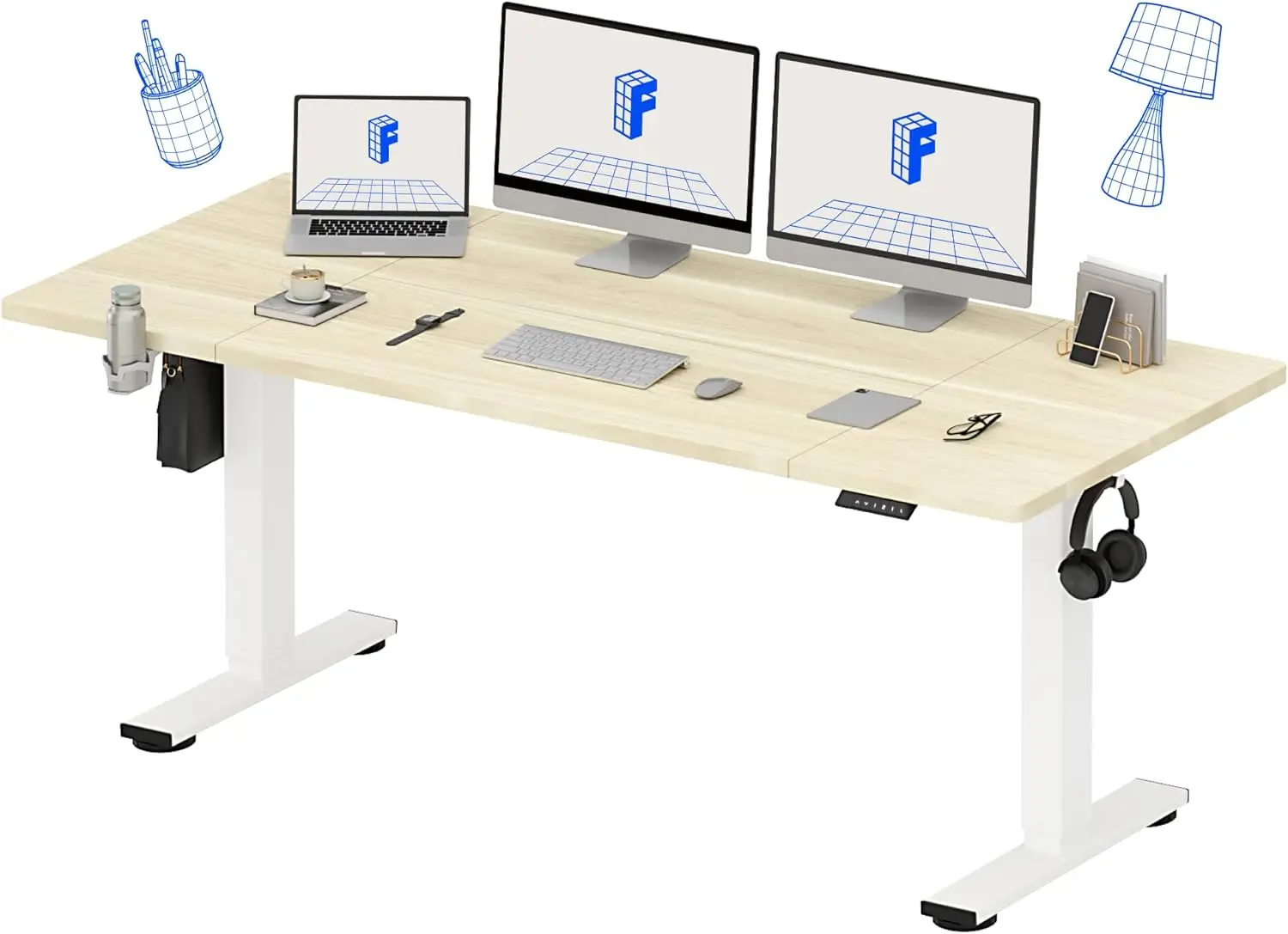 

71x32 Inch Electric Large Standing Desk for Home & Office, Spacious Splice Board Desk with Cable Management & Organizer, Cup Hol