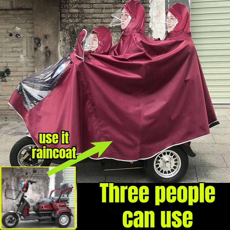 

Плащ для электрического велосипеда, мотоциклетная дождевик для трех человек, ткань Оксфорд, водонепроницаемый непромокаемый костюм, непроницаемый для отдыха