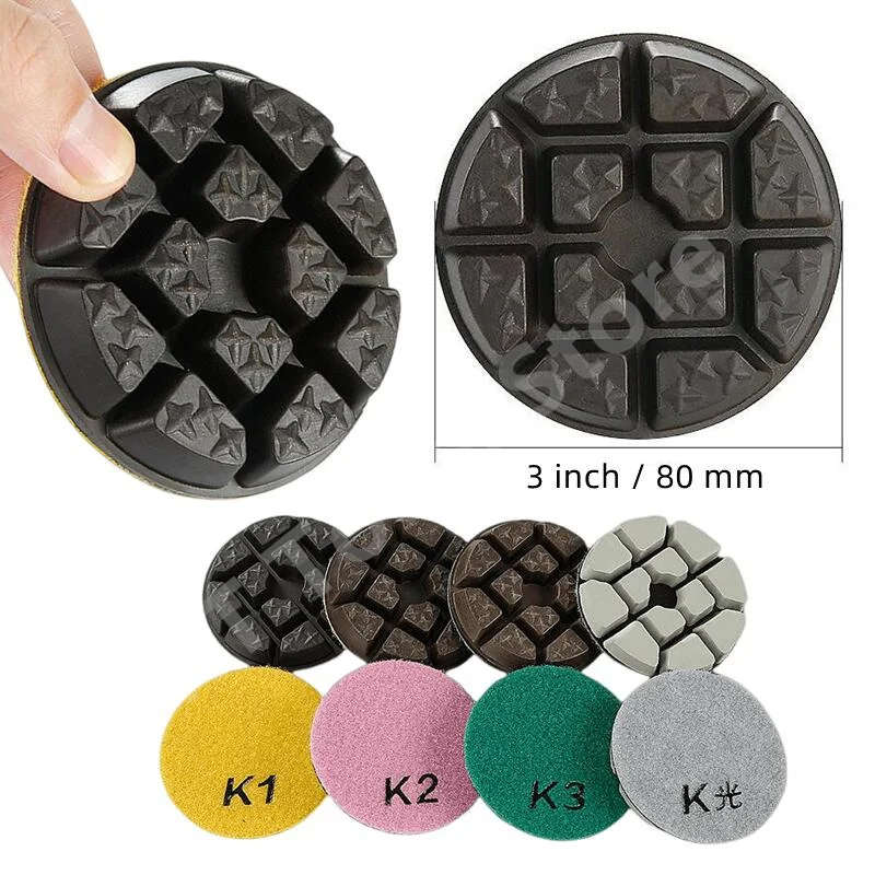 

3 Inch 80mm Diamond Floor Renew Wet Polishing Pad Metal Resin Pad For Grinding Stone Marble Granite Concrete Terrazzo Floor