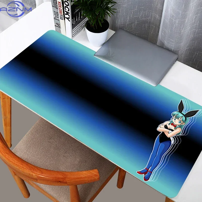 Anime Green Dragon and Girl Character Mouse Pad, Rubber Anti-slip Gaming Mouse Pad, Bright Green Background Crystal Balls Print