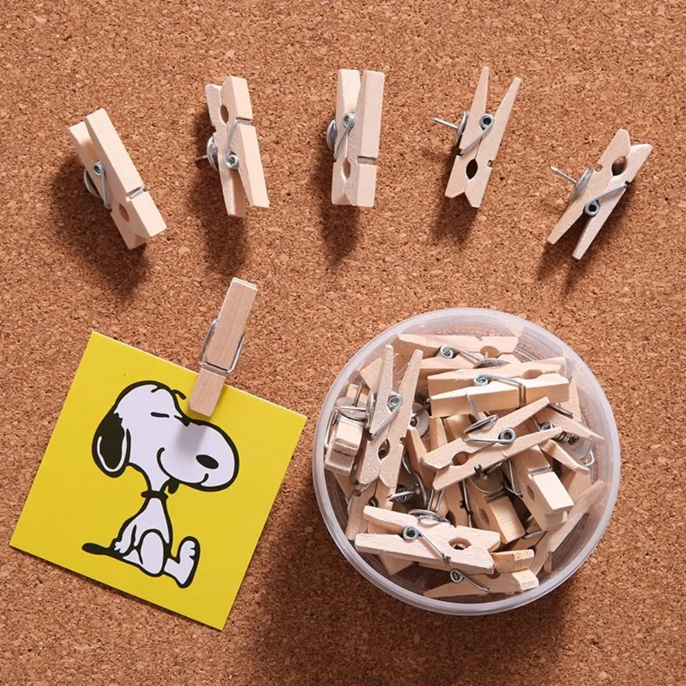 20 ชิ้น/กล่องสร้างสรรค์ไม้คลิป Push Pins นํากลับมาใช้ใหม่ทนทาน Thumb Tacks DIY สะดวกกระดานดํา Push Pins Wall Markers