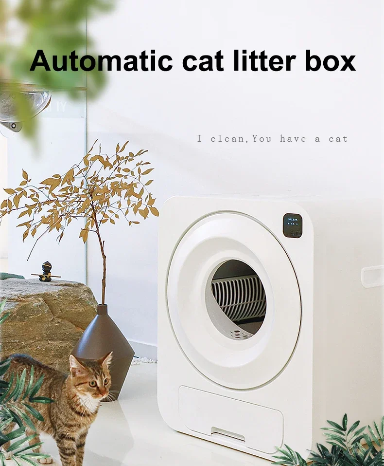 Automatic Cat Toilet Self Cleaning Cats Sandbox Smart  Box Closed Tray Toilet Rotary Training Detachable Bedpan