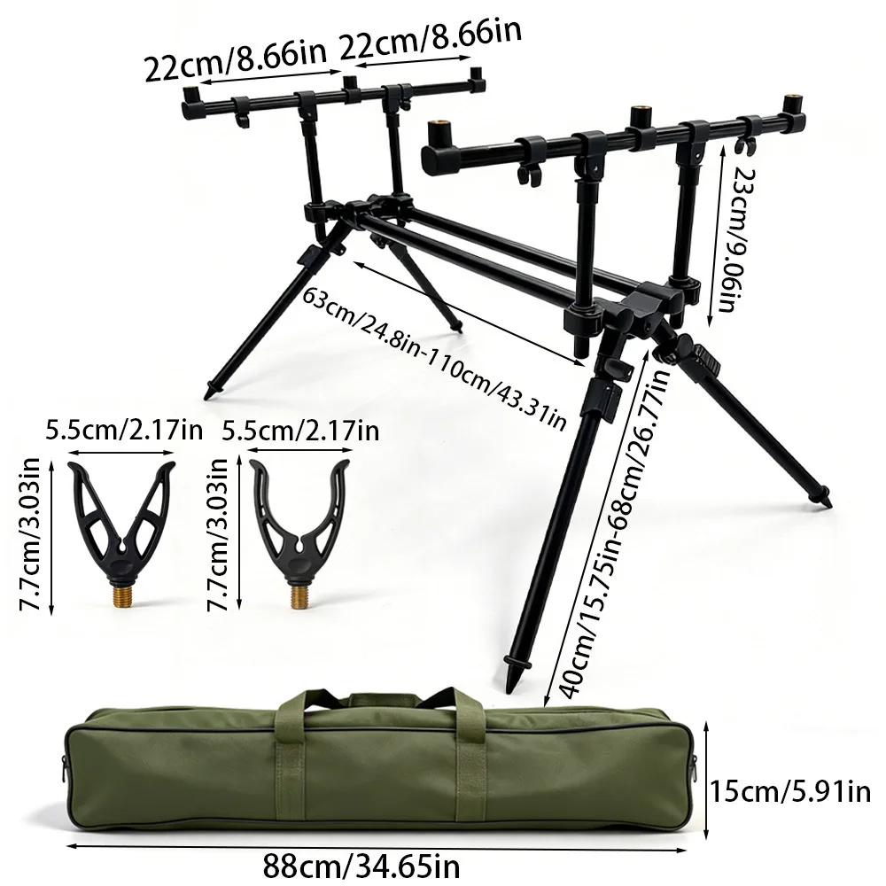 European carp fishing three-head bracket ground insertion aluminum alloy riverside fishing rod fishing supplies warehouse fishin