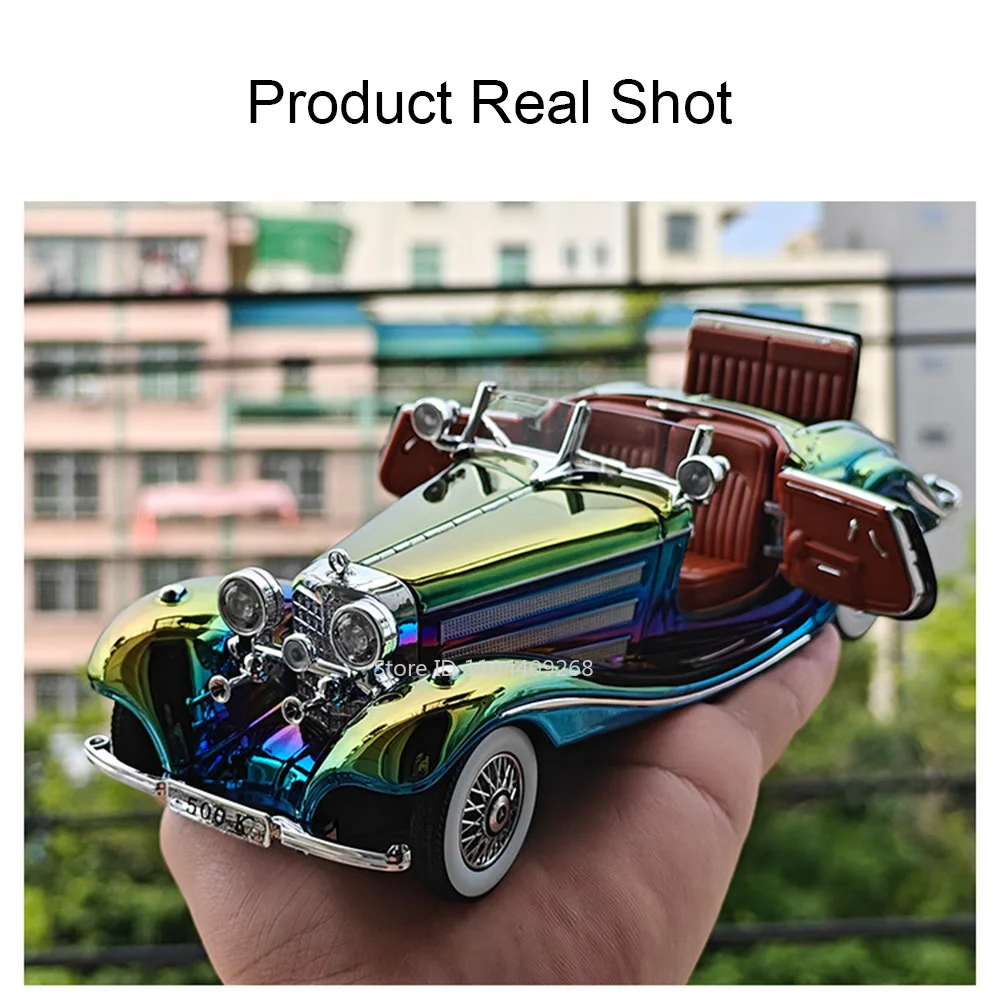مقياس 1:24 500K 300SL لعبة سيارة عتيقة نموذج معدني دييكاست ضوء الموسيقى التراجع نماذج المركبات المطلية بالكهرباء مجموعة الهدايا