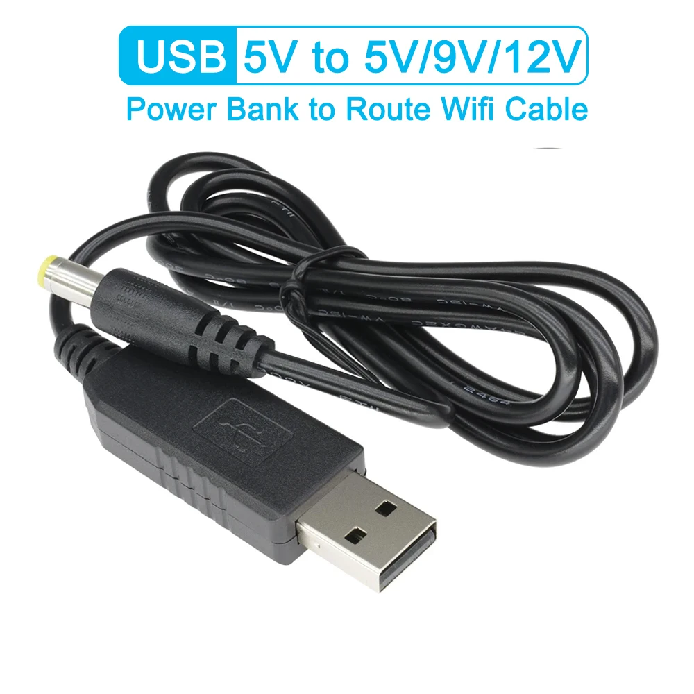 

DC 5V to DC 9V / 12V Step UP USB Power Boost Line Module USB Converter Adapter Router Cable 2.1x5.5mm Plug