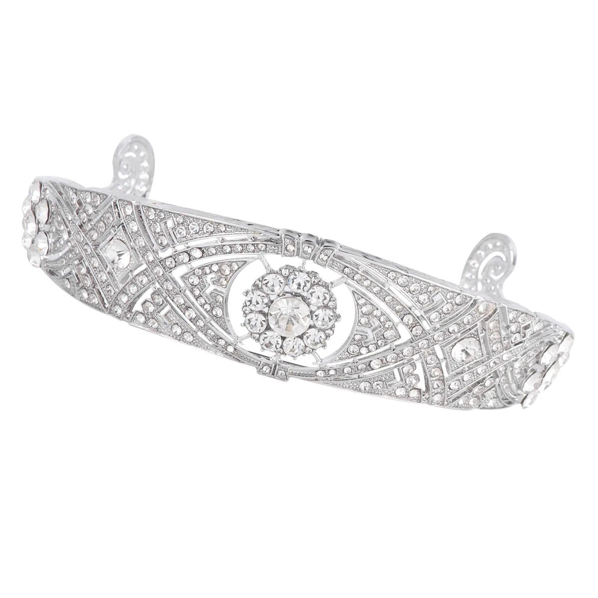 

Baroque Crown Elegant Hair Hoop Rhinestone Wedding Accessory Classic Headpiece for Bridesmaid Party Prom Event