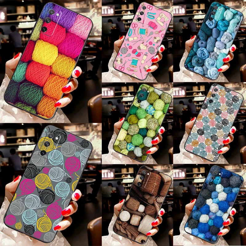 Sewing Knitting Crochet Case For Samsung Galaxy S23 S20 FE S21 S22 Ultra Note 20 Note 10 S8 S9 S10 Plus Phone Cover