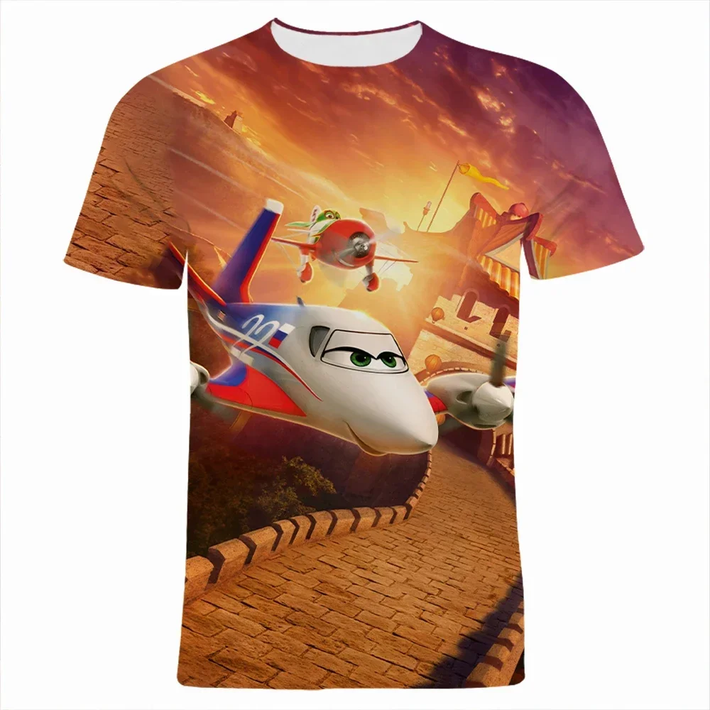 2024 Disney Cartoon Film Flugzeuge 3D Druck Junge Mädchen T-shirt Mode Cartoon Anime Frauen T Shirt Kurzarm männer Kleidung Tops