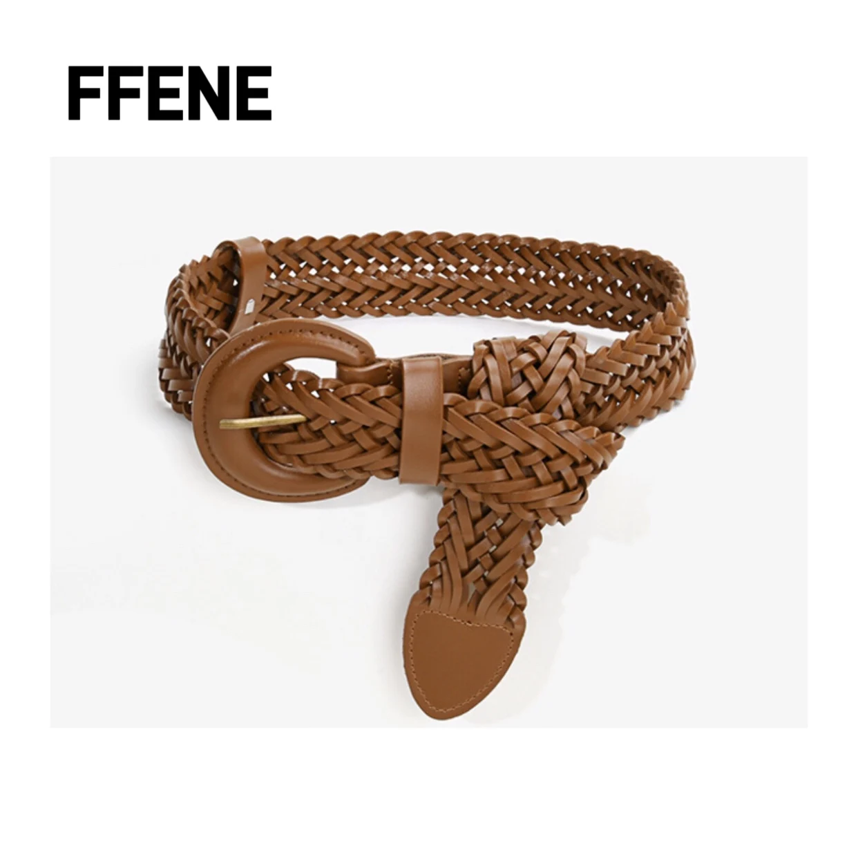 

Women's wide belt, luxurious weaving, genuine leather decoration, versatile, two-layer cowhide, matched with dress, waist belt