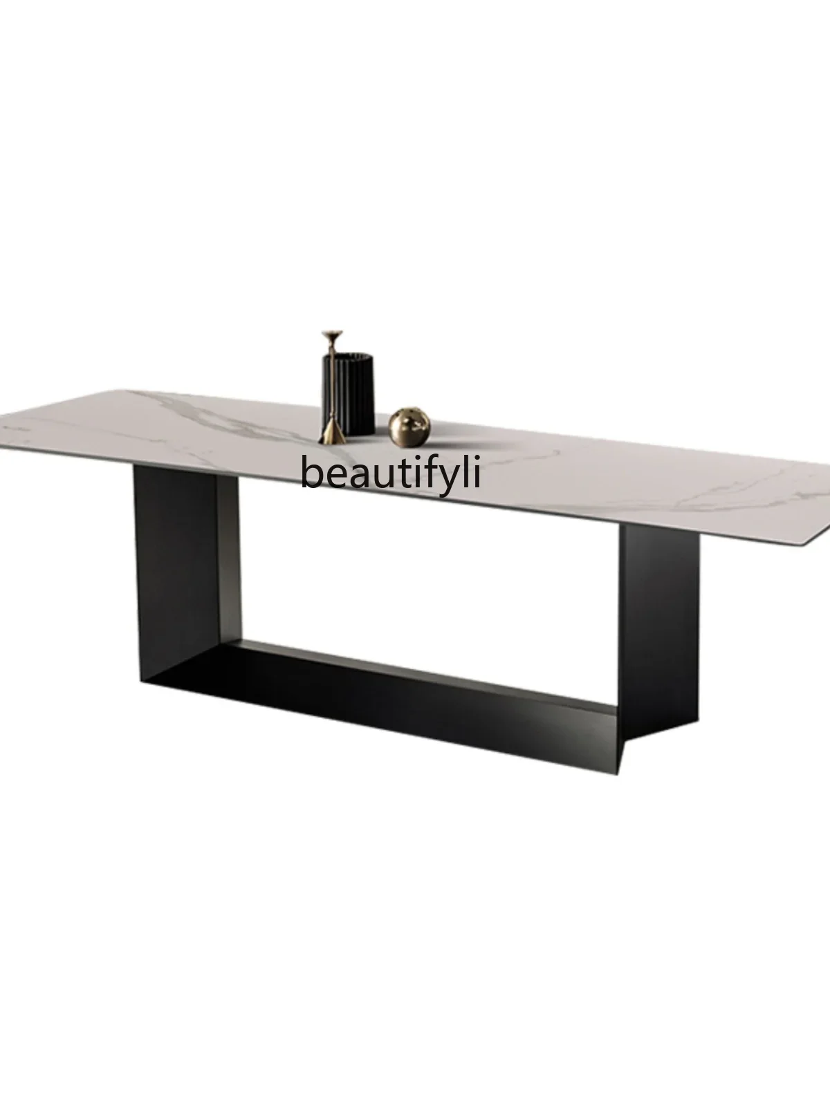 

Stone Plate Dining Table Glossy Modern Simple Home Italian Rectangular Stone Plate Table