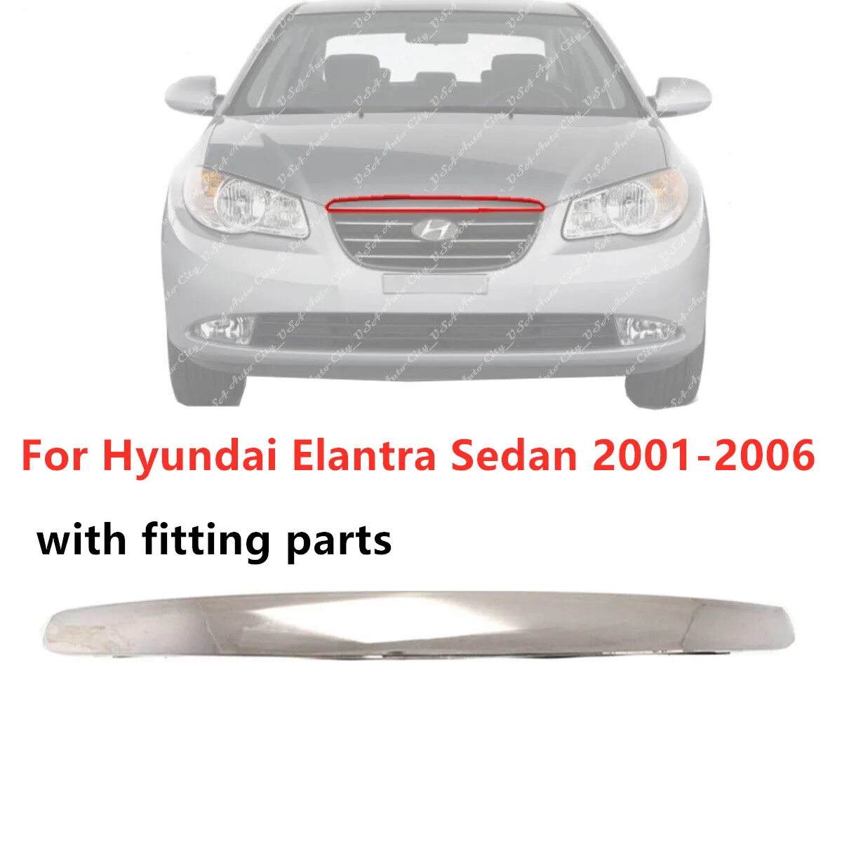 

Новая передняя хромированная накладка на капот для Hyundai Elantra Sedan 2001-2006