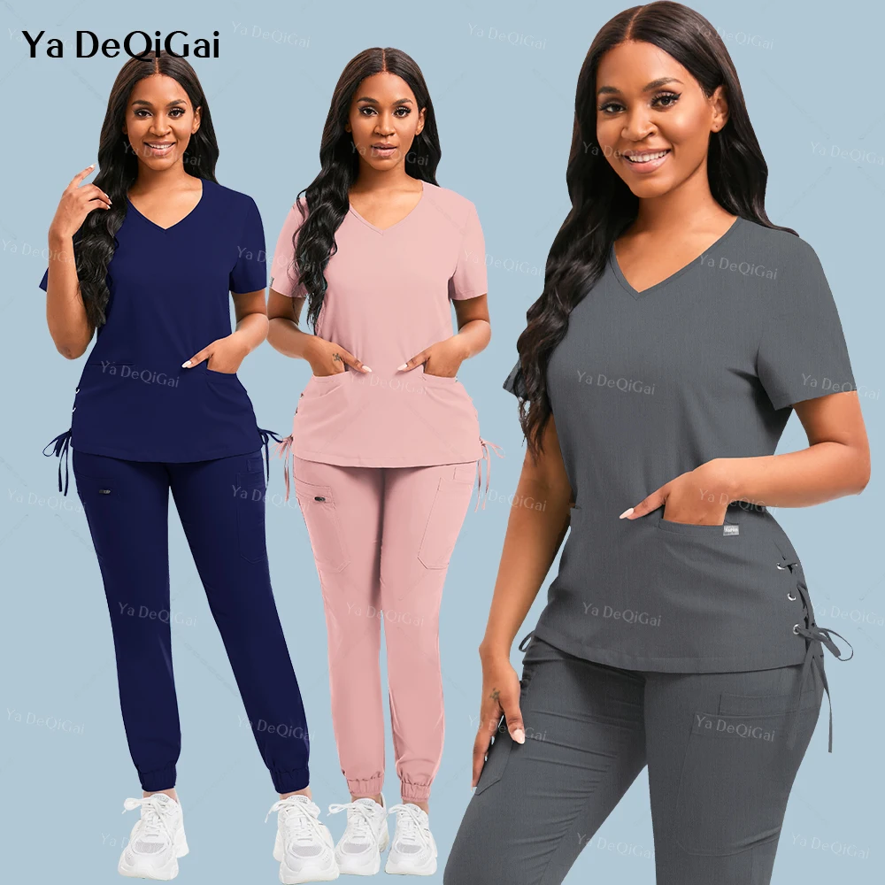 

Clinical Scrubs Set Surgical Uniforms Woman Medical Nurse Uniforms Beauty Work Clothes Scrubs Tops Pants Doctor Nursing Suit New