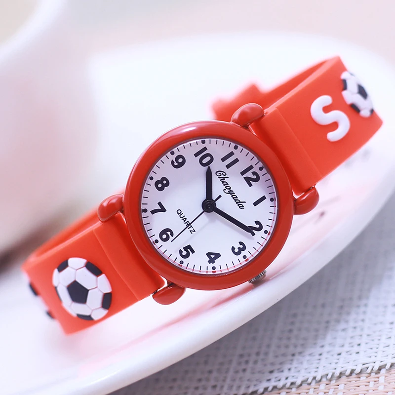 new fashion cool children boys girls football soccer watches kids little students silicone soft strap cartoon sports watches