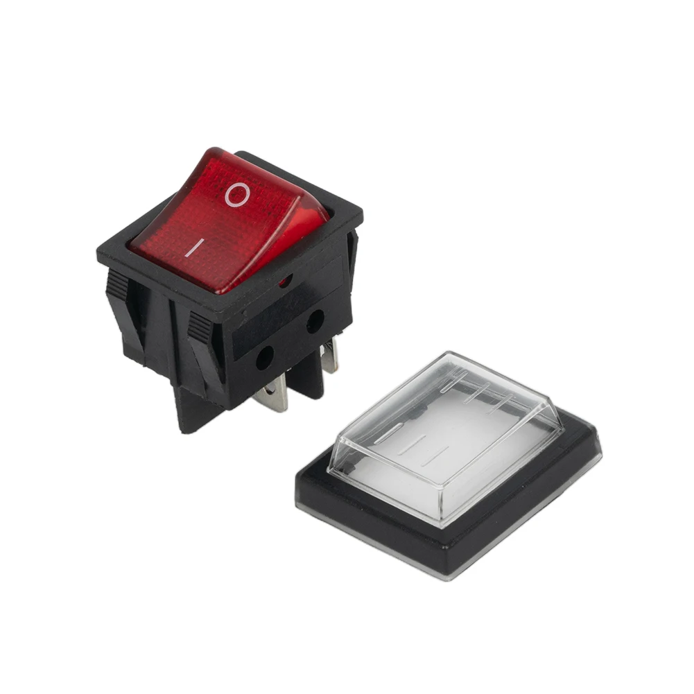 Double Card Machine Rocker Switch 16A 250VAC 20A 125VAC Illuminated Kit ON OFF POWER RED Waterproof Cap 2 Position