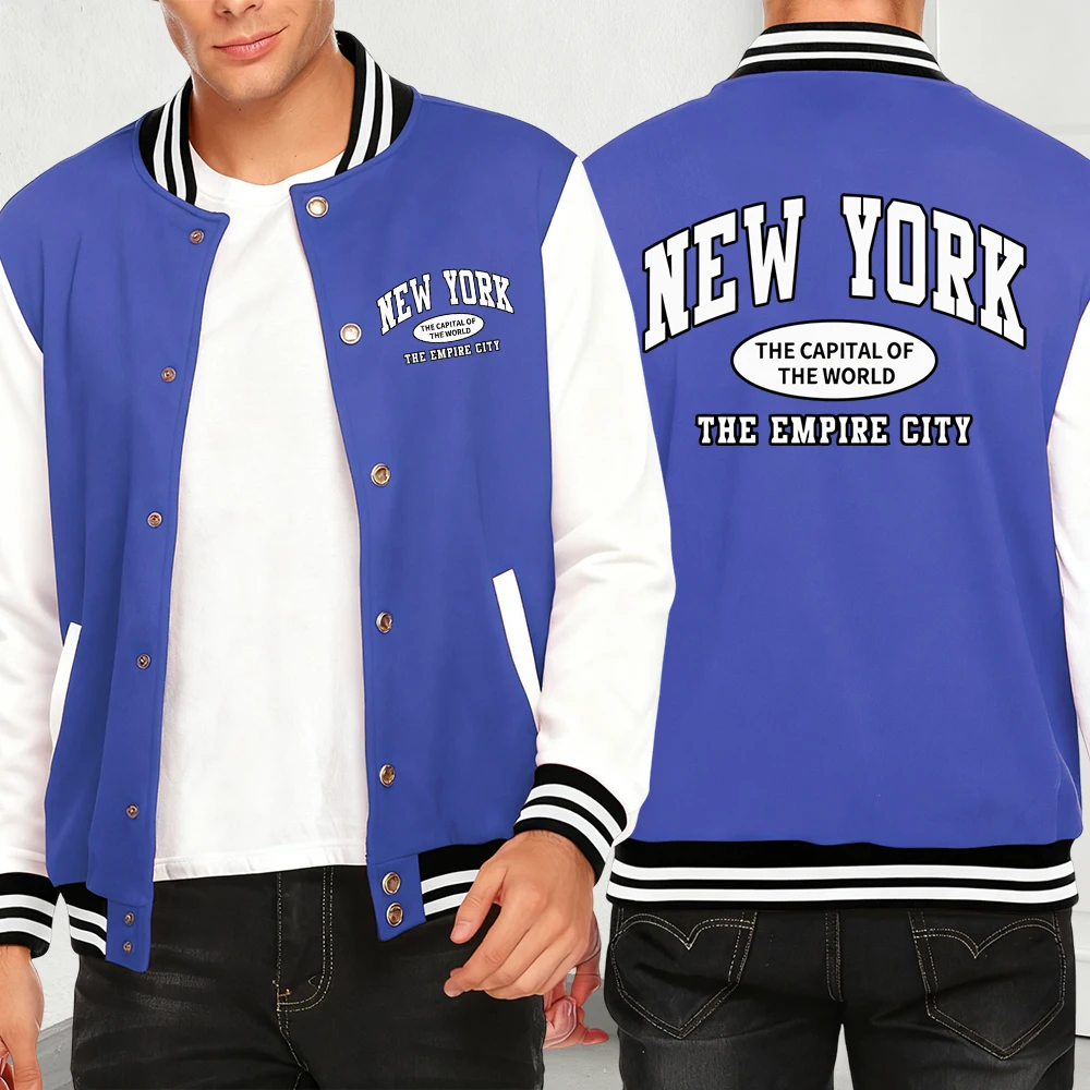 نيويورك مدينة الإمبراطورية طباعة البيسبول جيرسي للرجال أزياء عارضة الشارع الشهير شخصية Y2K ملابس الخريف فضفاضة Menwear