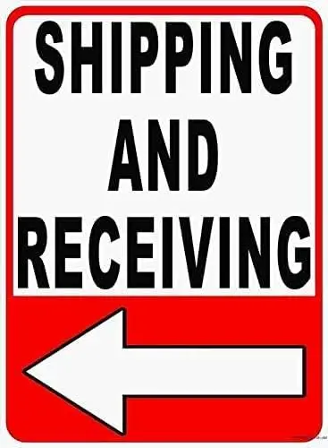 Aluminum Sign Shipping and Receiving Sign-Left Arrow-Warehouse Metal Sign Plaque Poster 8X12 Inch