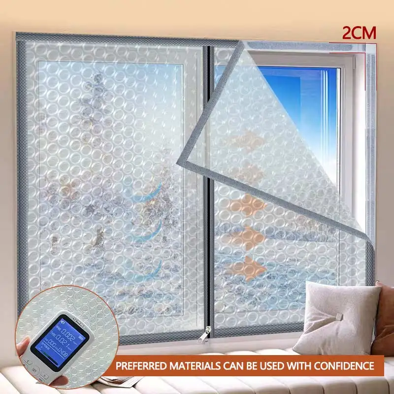 Window without punching, windproof curtain, anti cold and leakage sealing, windproof and insulation film, zipper diamond gray