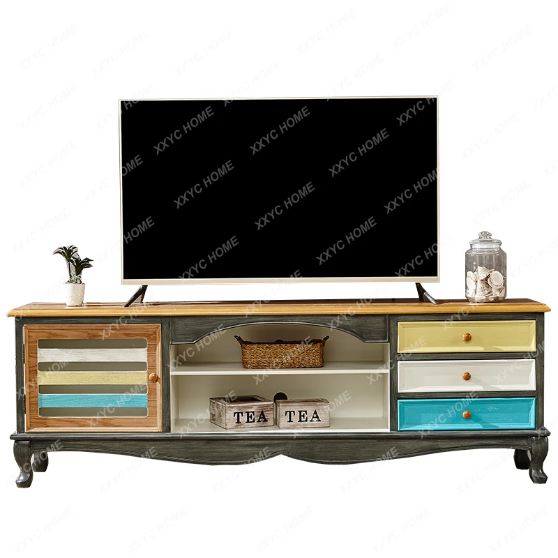 American Simple Living Room Series TV Cabinet and Tea Table Puzzle Retro Distressed