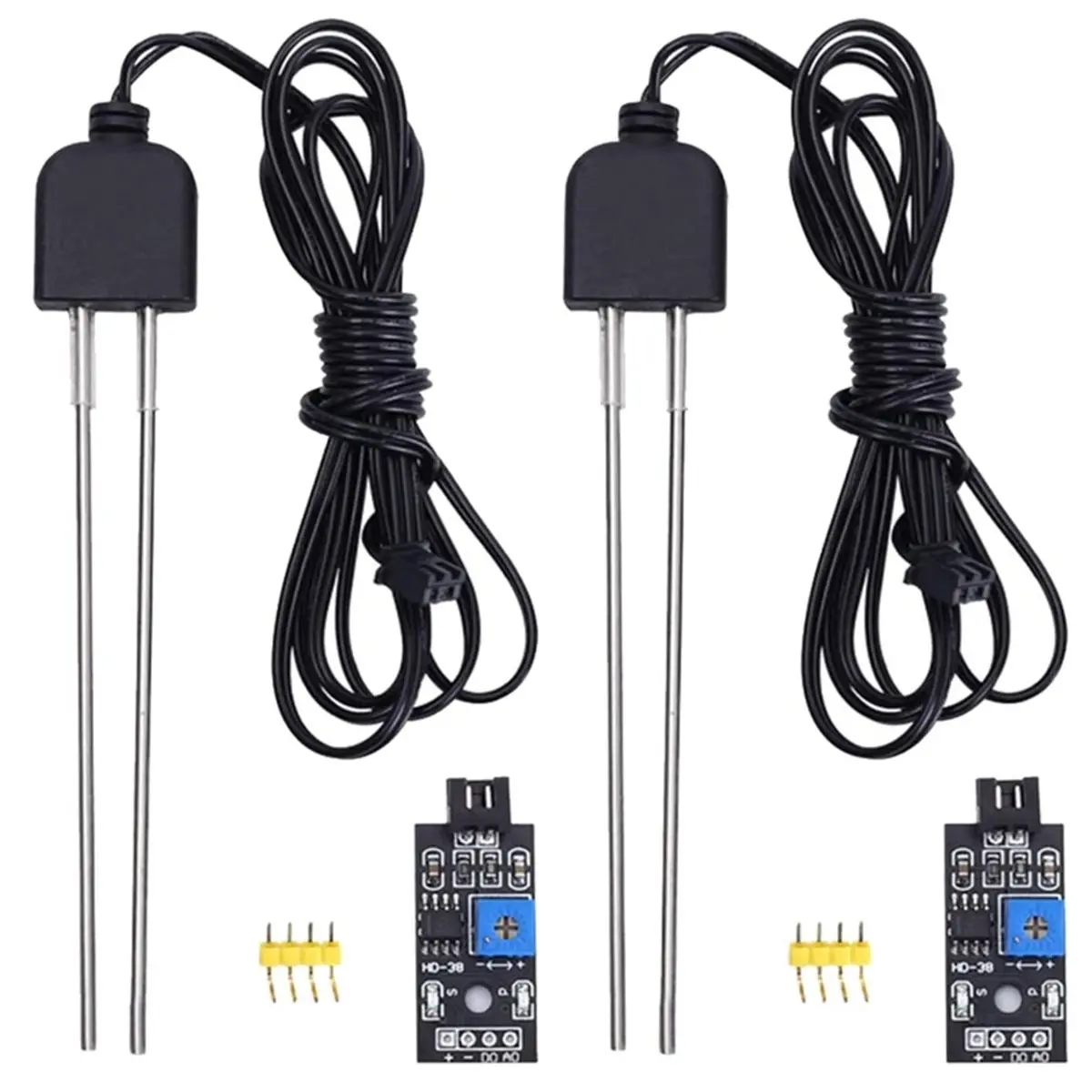 【Limited Offer】2 Sets Resistive Soil Moisture Meter with Probe, Digital Analog Signal Output