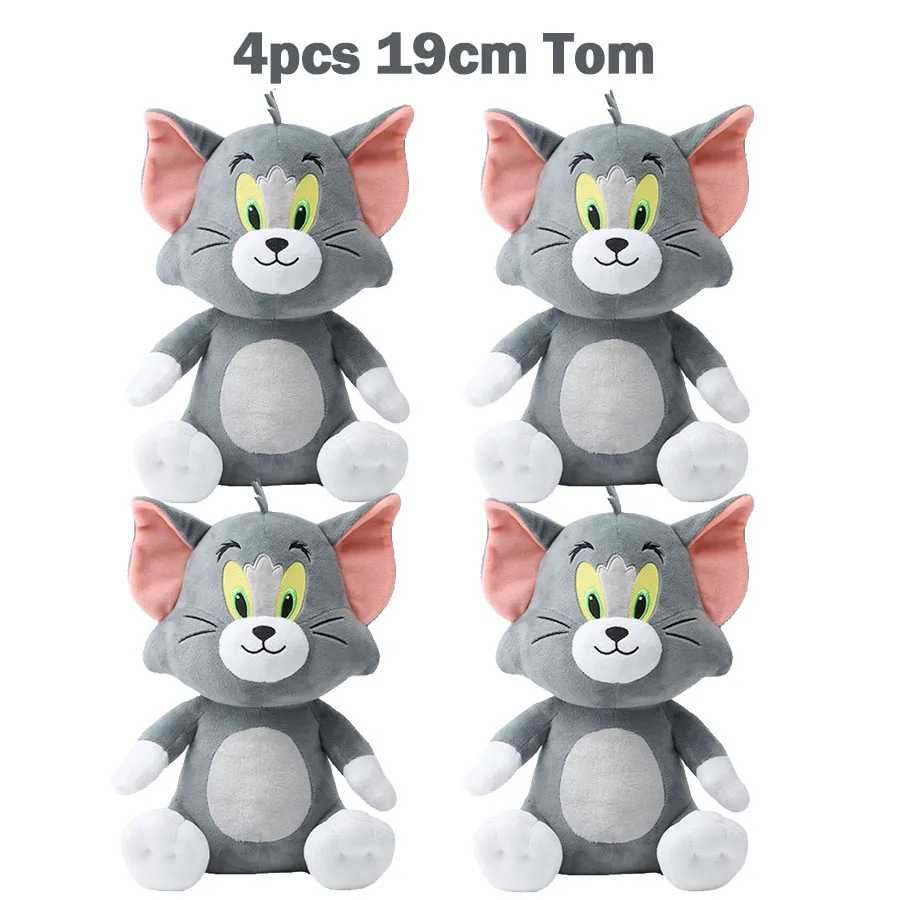 4pcs/Pack 19cm Tom And Jerry Plush Toys Cute Cat Mouse Stuffed Doll Set Soft Throw Pillow Dolls Kids Birthday Gift