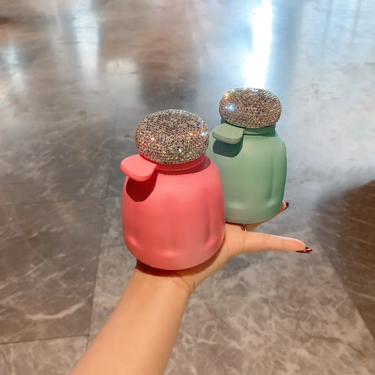 250ml Mini Bling Diamond Stainless Steel Vacuum Flask With Hand Carry Cute Girl Student Thermal Coffee Mug Pocket Water Bottle