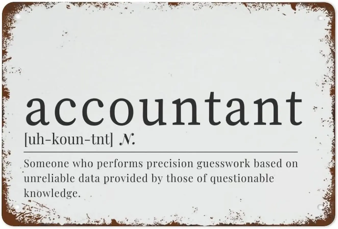 1p,Funny Vintage Tin Metal Sign Accountant Definition Wall Art Landscape Gift for Accountant Office Decor Gift for Coworker Acco