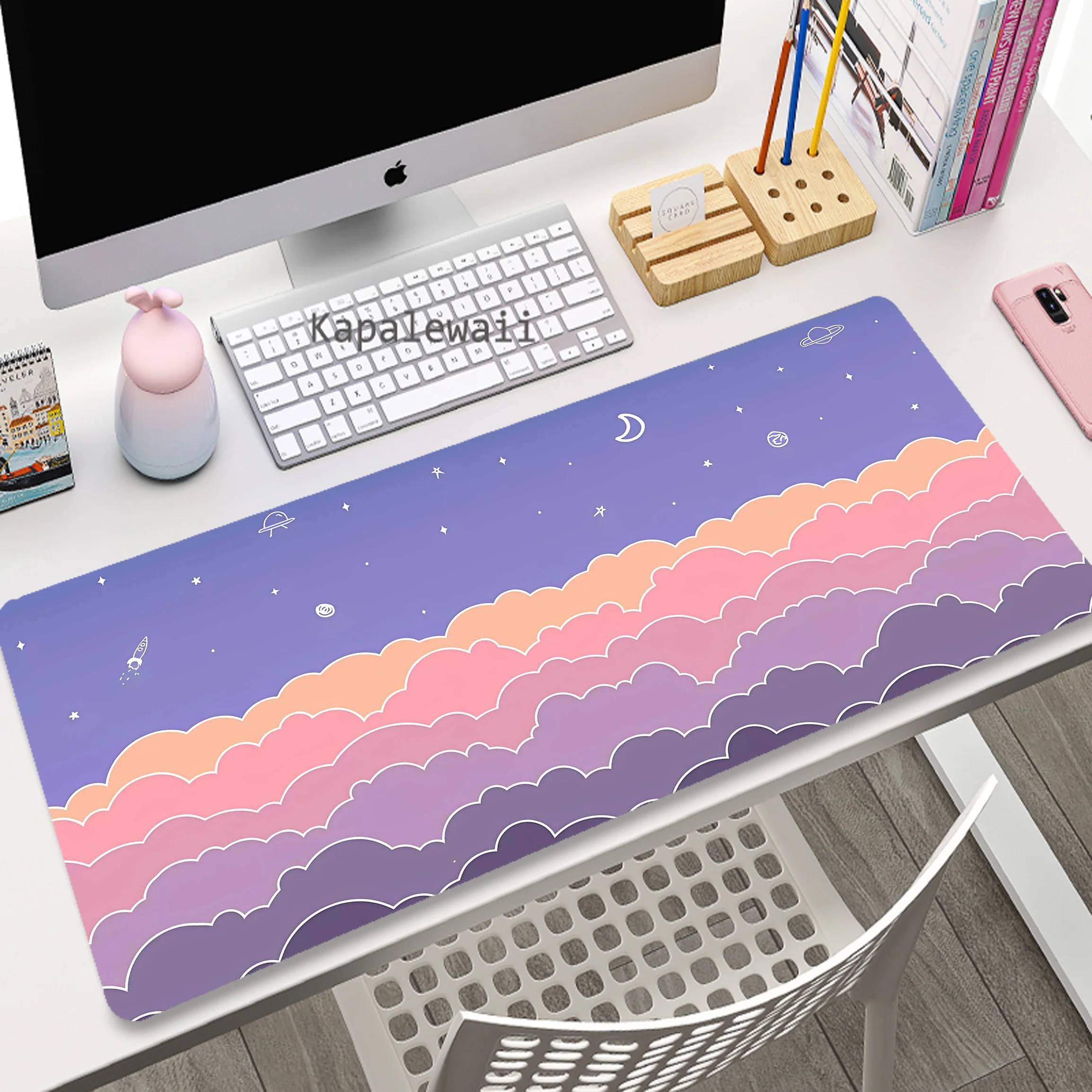 

Pink sky Cloud kawaii Mouse Pad XXL Mousepad Rubber Anti-slip Keyboard Pads Gaming Setup Accessories Mouse Mat 900x400mm