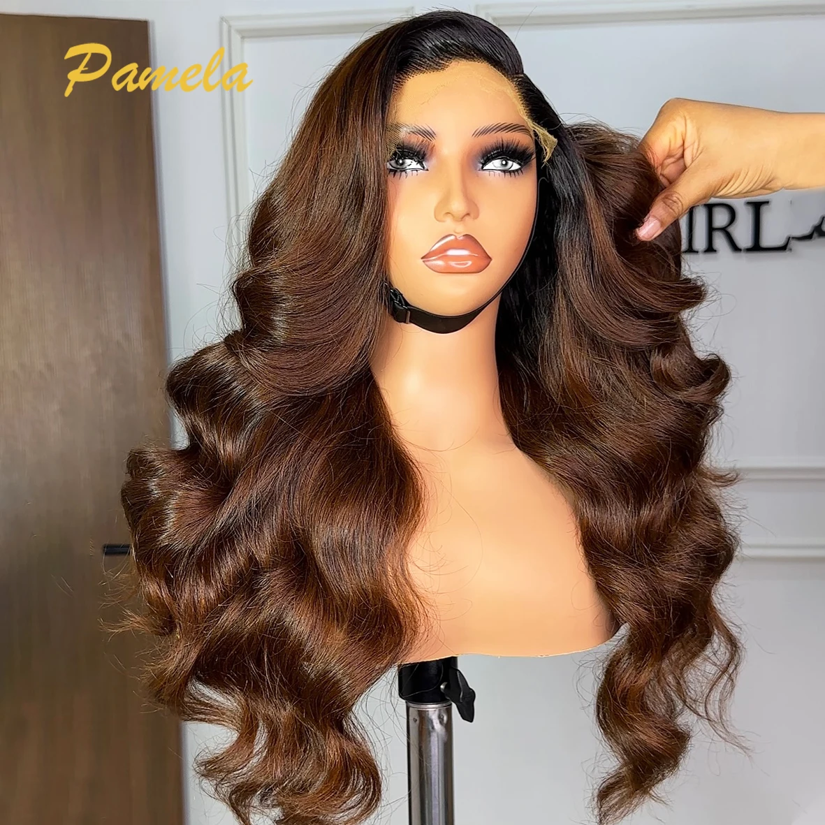 Ombre Brown 350% Density Loose Deep Wave Glueless1b/4 Colored Human Hair Wig 5x5 Hd Lace Closure Wear and Go Human Hair Wigs