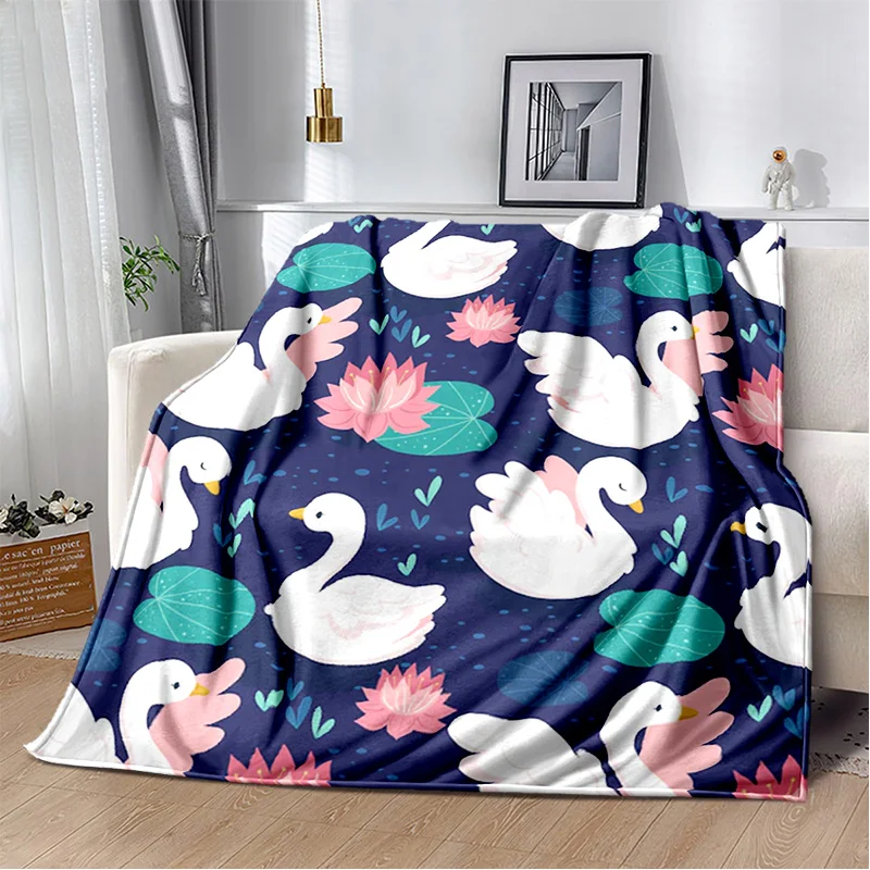 Hd Cartoon Schattige Zwaan Cygnus Zachte Pluche Deken, Flanellen Deken Gooien Deken Voor Woonkamer Slaapkamer Bed Sofa Kids Cover Gitt 3d