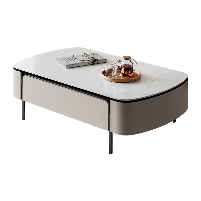 

Light luxury high-end rock slab coffee table living room household small apartment modern simple TV cabinet