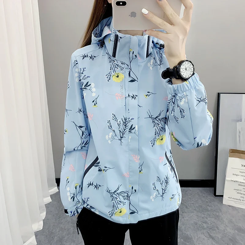 

Printed Jacket for Women's Autumn Fashion Hooded Jacket, Waterproof and Windproof Stormtrooper, Girls' Camping Clothing, Women's