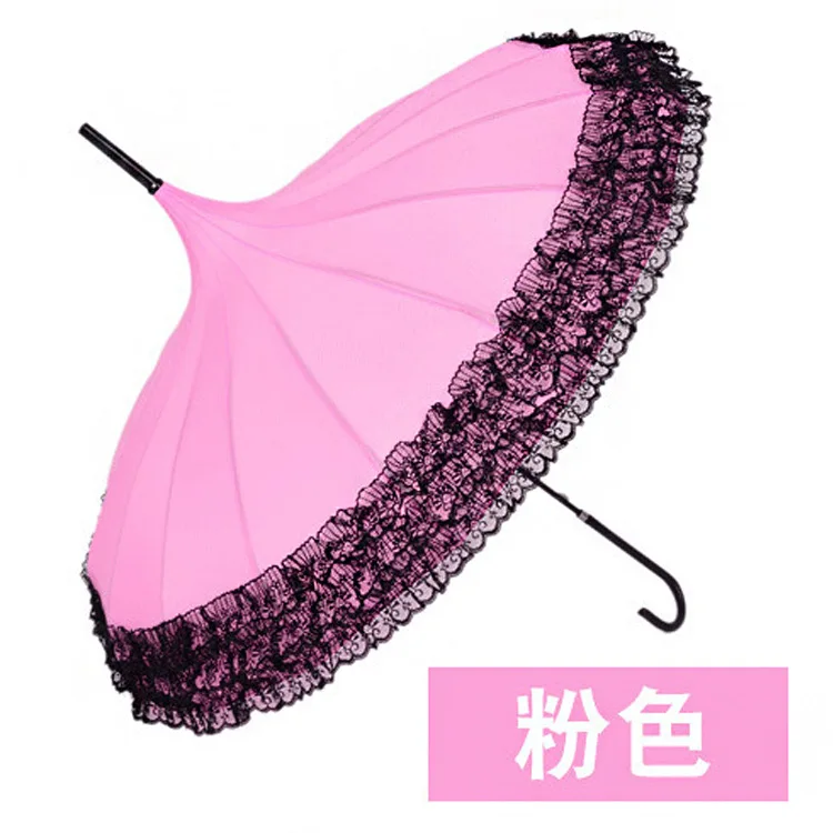 16K Black Lace Pagoda Umbrella Creative Photography Props Korean Princess Palace Umbrella Umbrella Academy 거꾸로우산 자동