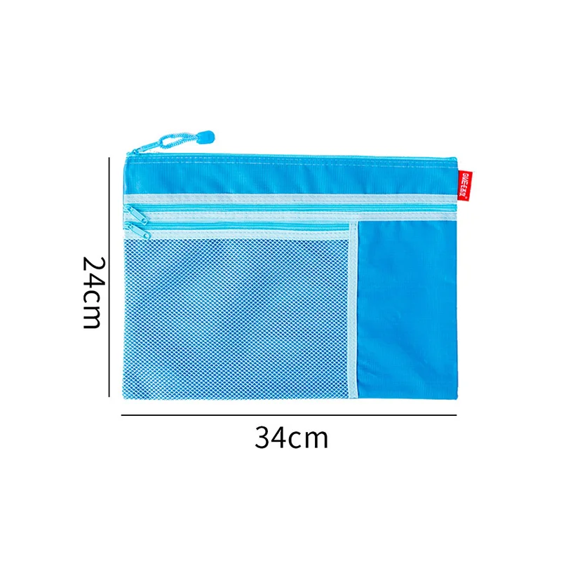 Waterproof 3 Layers Canvas Zipper A4 File Folder Bag Document Paper Organizer Storage Protective Bag Stationery