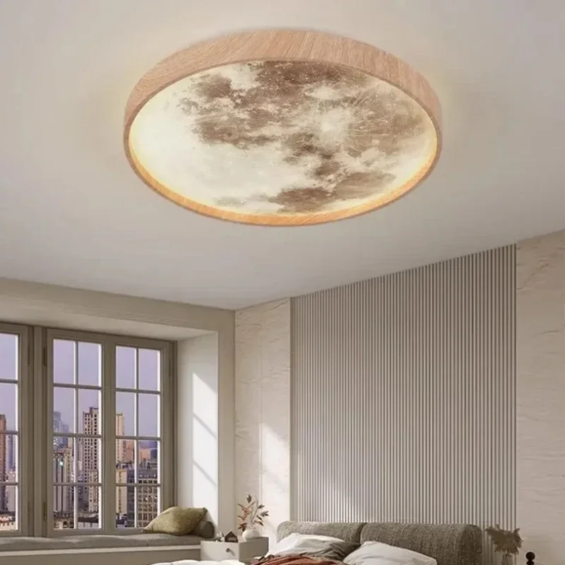 

Современный деревянный потолочный светильник LED Moon Room Decor 26/34 см, подвесной светильник из орехового дерева для спальни, прихожей, гостиной, домашнего декора и освещения