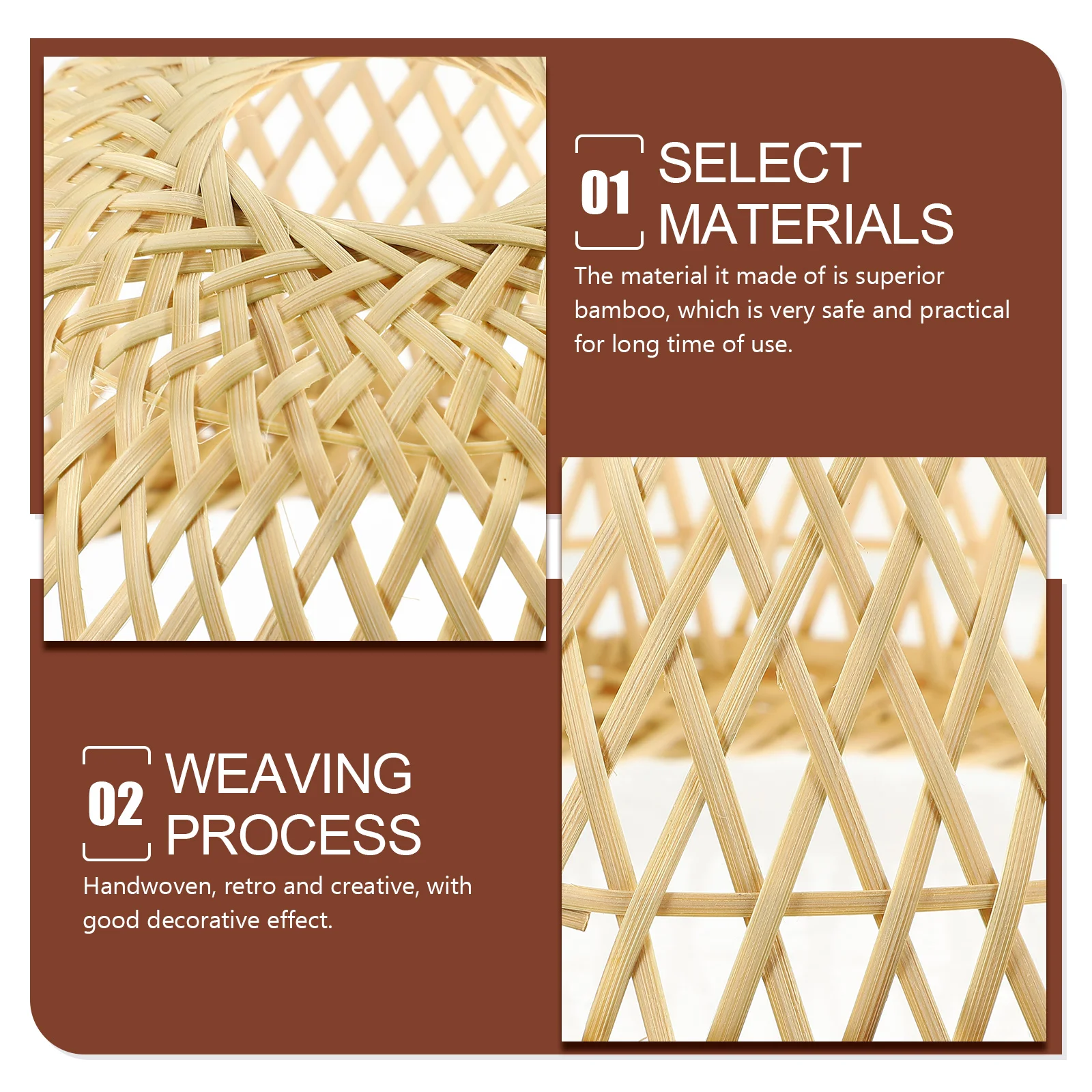 

Bamboo Woven Lampshade Retro Style Dustproof Craft Light Cover Decorative Home Upgrade Replacement Lighting Accessory