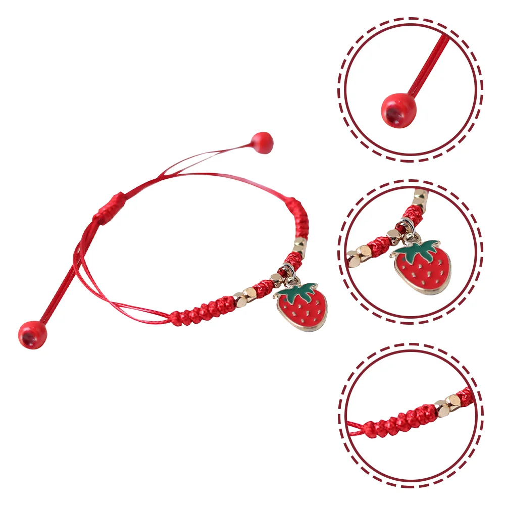 

Zodiac Strawberry Bracelet Cartera Braided Wrist Rope Rechargeable Decoration