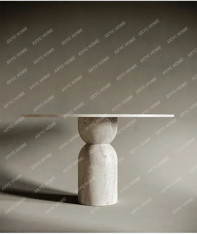 XX simple natural travertine dining table round restaurant dining table round table