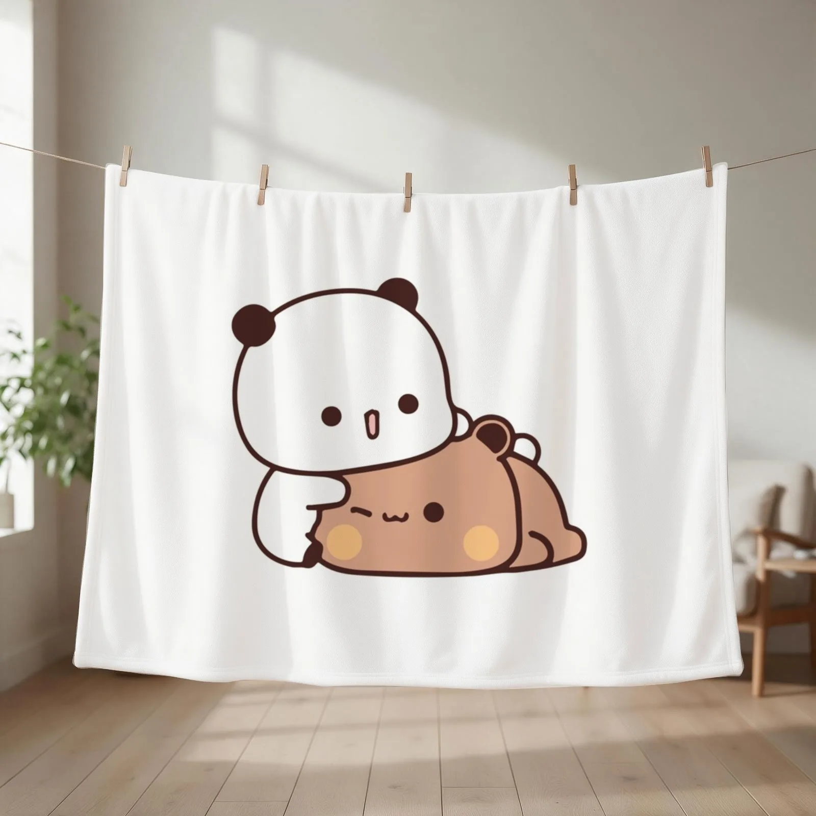 Bear and Panda Bubu Dudu Balloon Throw Blanket couch cozy soft plush fuzzy picnic outdoor blanket