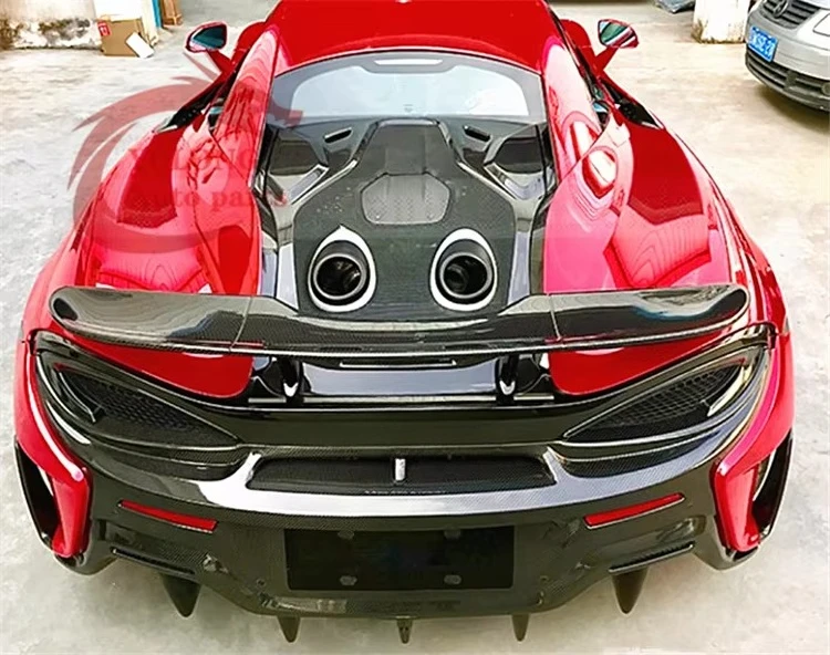 

For McLaren 540C 570S Upgrade 600LT Style Carbon Fiber Rear Spoiler Rear Bonnet Exhaust Bodykit