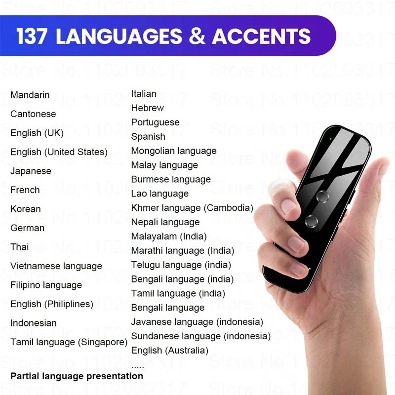 2024 Smart Instant Language Translation Machine Real time Portable Voice Translator Device Artificial Intelligence Bluetooth G6