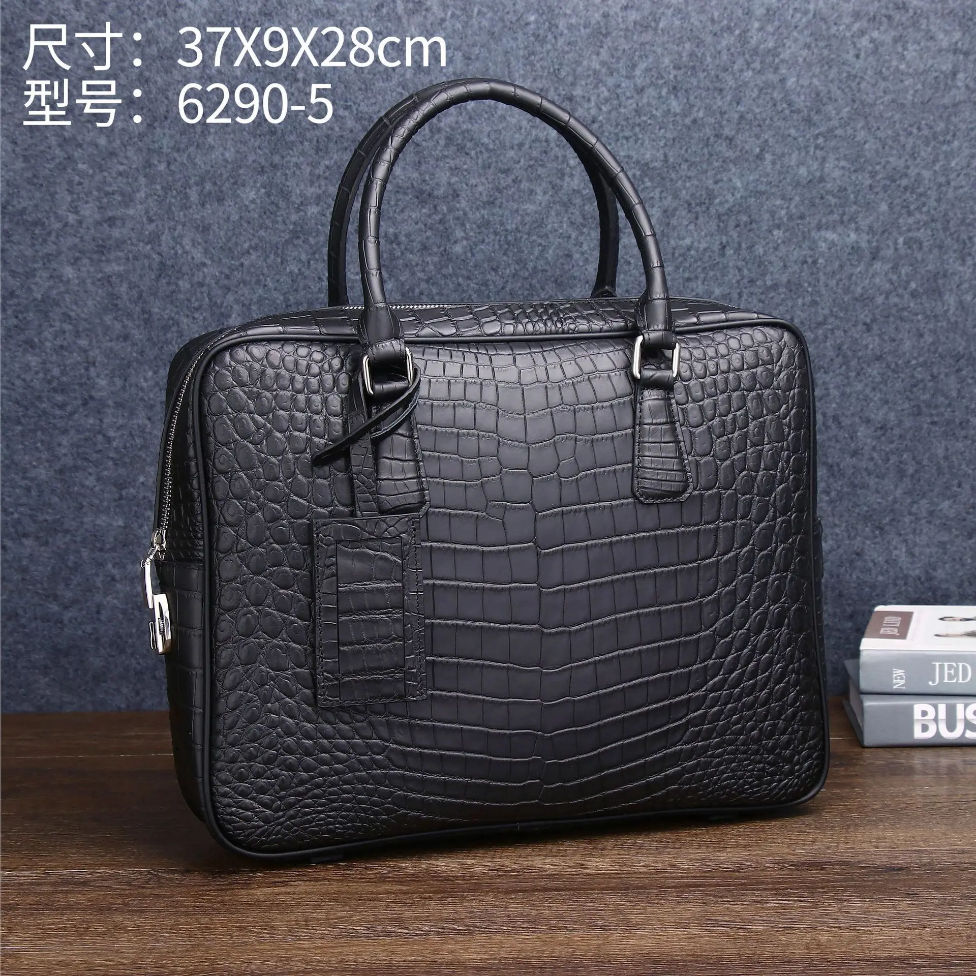 

New Crocodile Belly Pattern Password Lock Briefcase Business Handbag Computer Men's Laptop Messenger Genuine Leather Men Bag