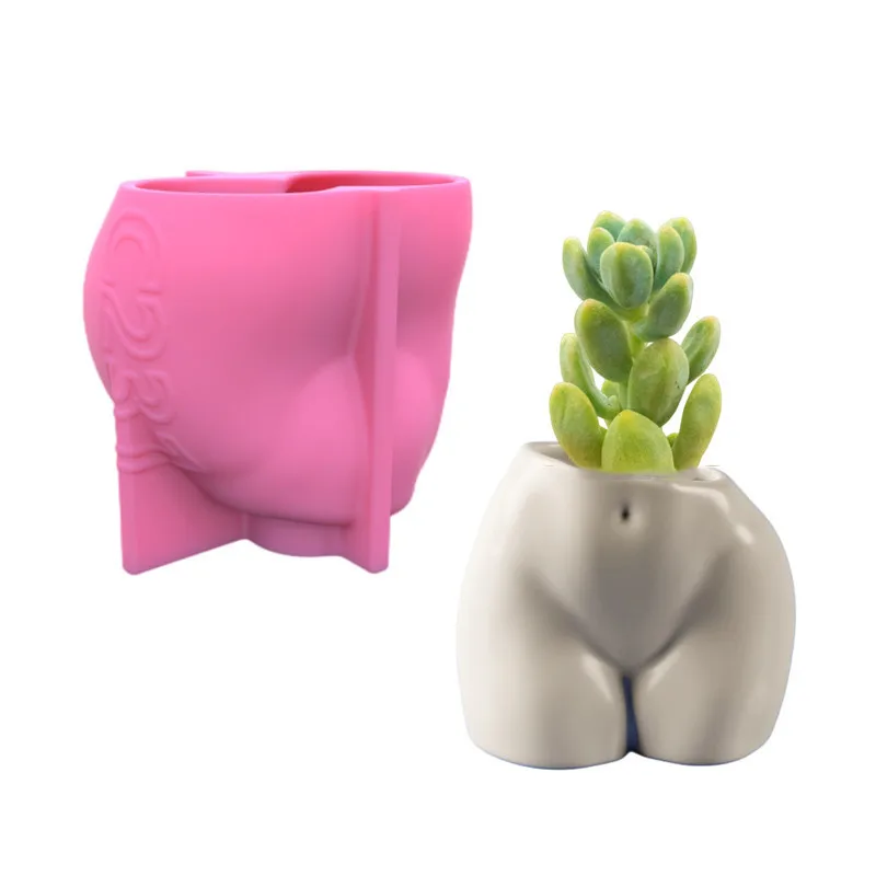 3D Human Art Vase Resin Silicone Mold Sexy Female Hip Flower Pot Cement Concrete Gypsum Silicone Mold home decoration