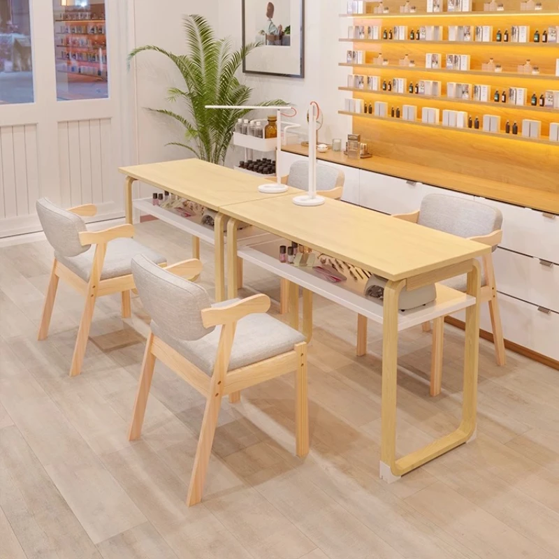 

Design Wooden Manicure Table Professionals Organizer Simple Cleaning Nail Desk Wooden Waterproof Nageltisch Salon Furniture